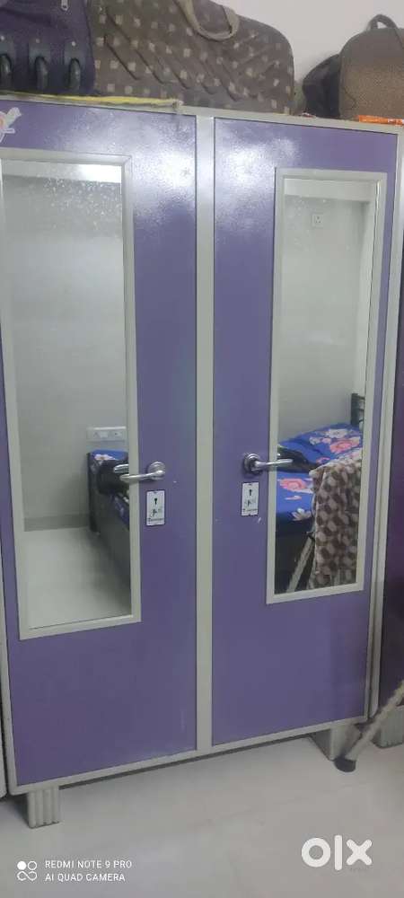 Cupboard, double bed, computer table, Rack.