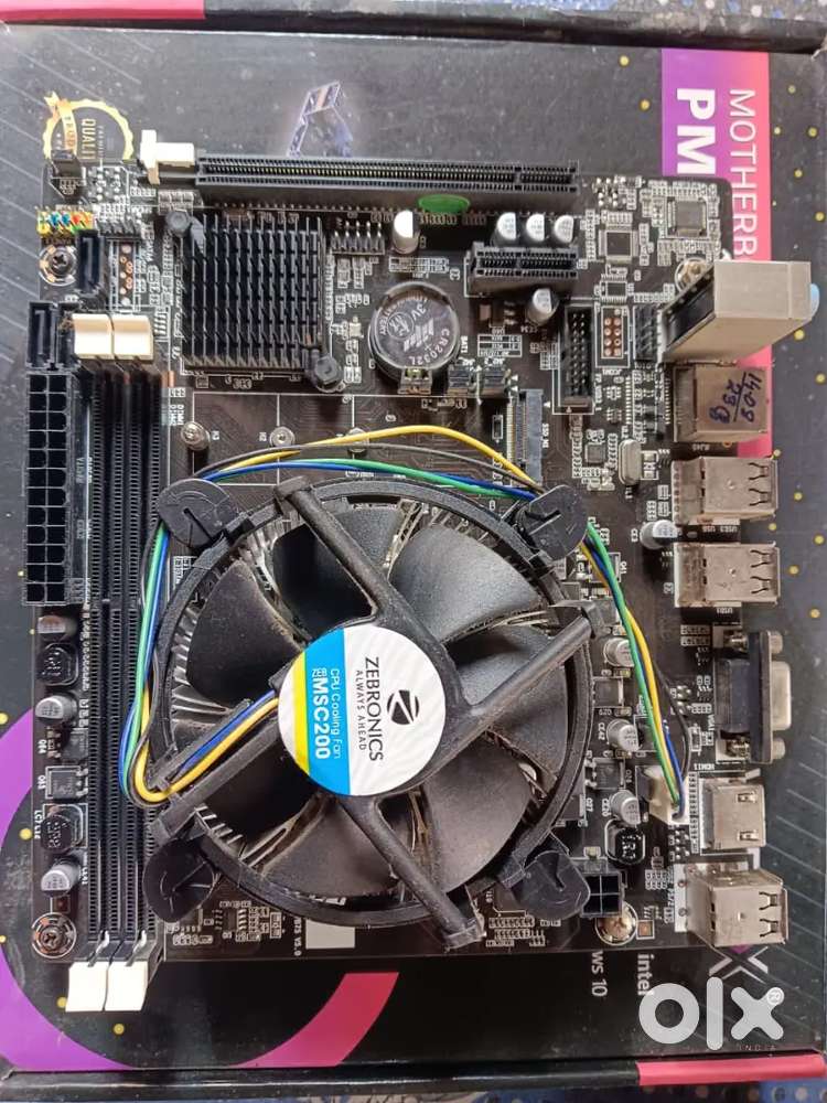 Powerx h61 motherboard with cpu cooling fan and i3 processor