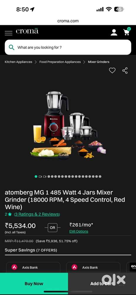 Atomberg MG1 Mixer (Sealed Pack) Bldc motor