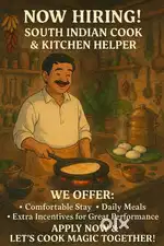 Hiring for South Indian/Food helper, साउथ इंडियन खाना बनाने वाले