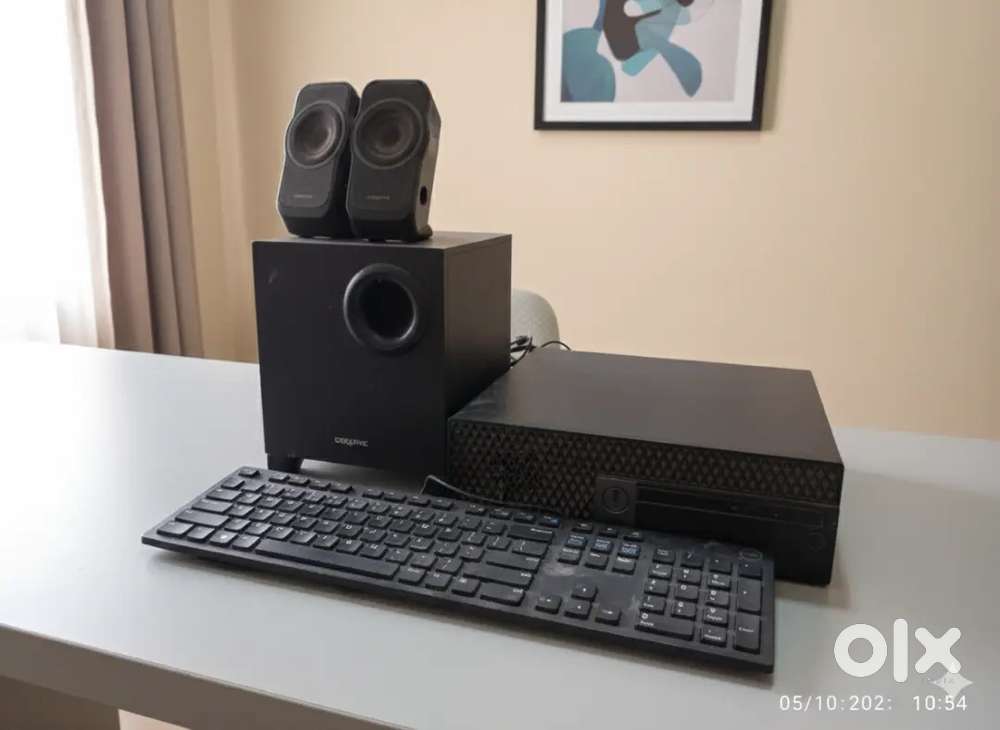 Full pc setup- CPU, Speaker and keyboard ready to use