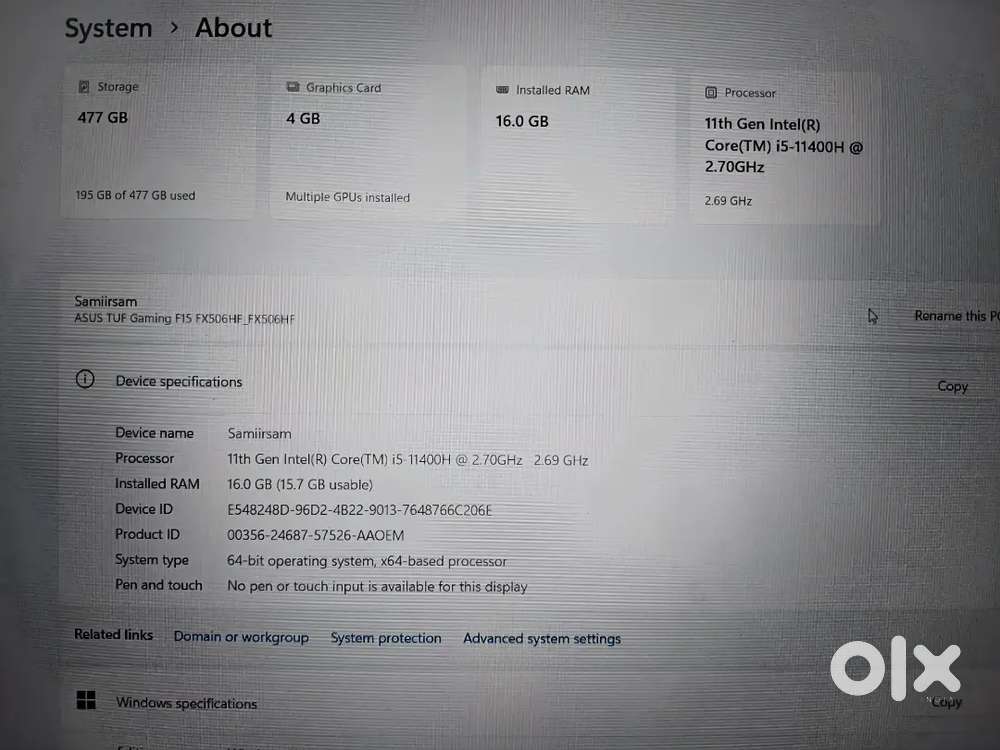 Ausu TUF gaming laptop F15 , with 1.2 year use.