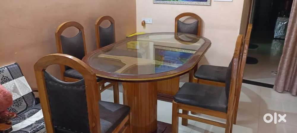 6 seater wooden dining table