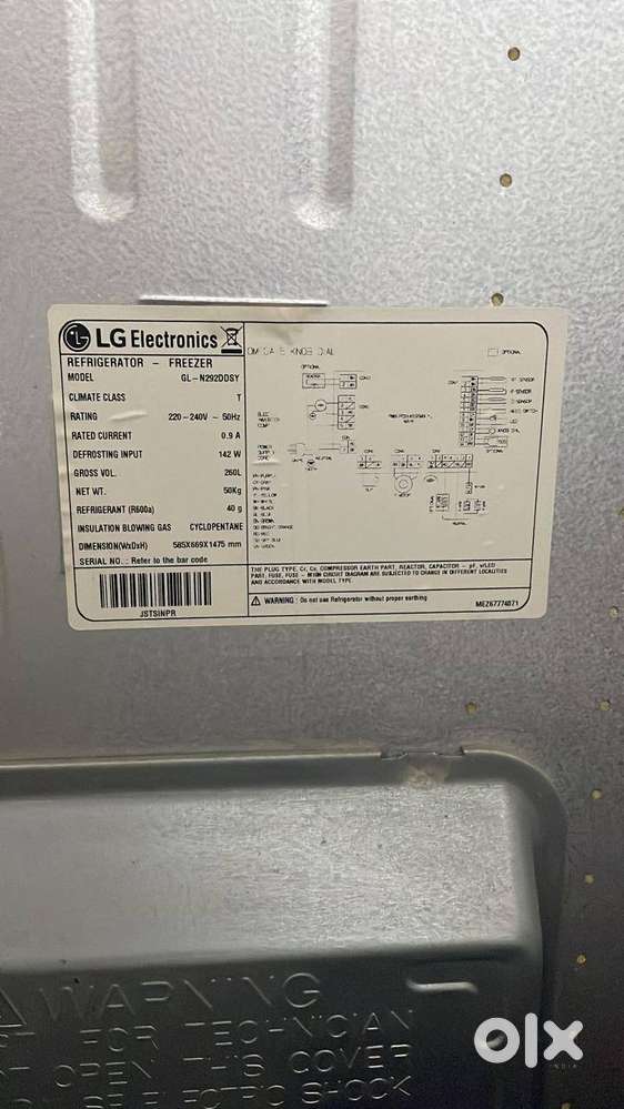LG 600litres Grey coloured two door refrigerator