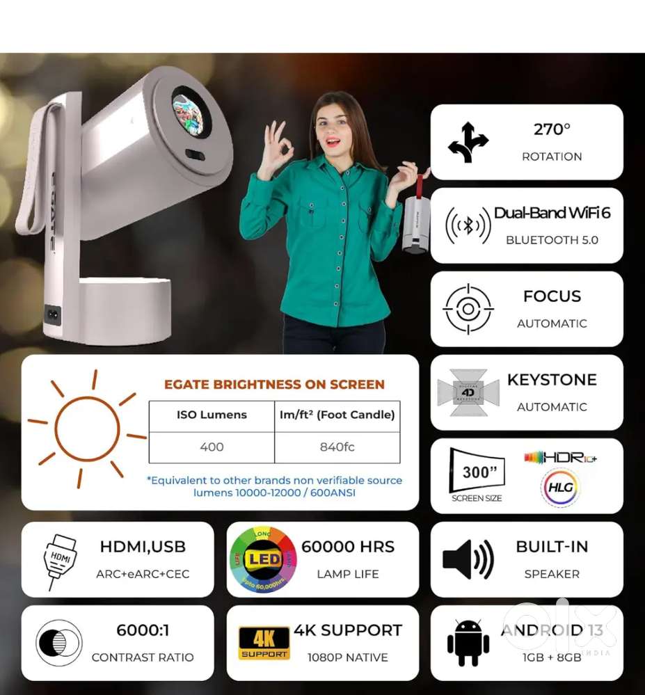 Projector  Egate Android Projector  300 inch Screen size