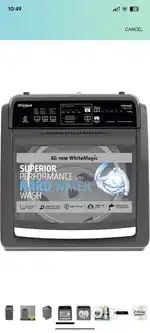 WHIRLPOOL WASHING MACHINE WHITEMAGIC ROYAL PLUS 7.5, Grey, Spiro Wash