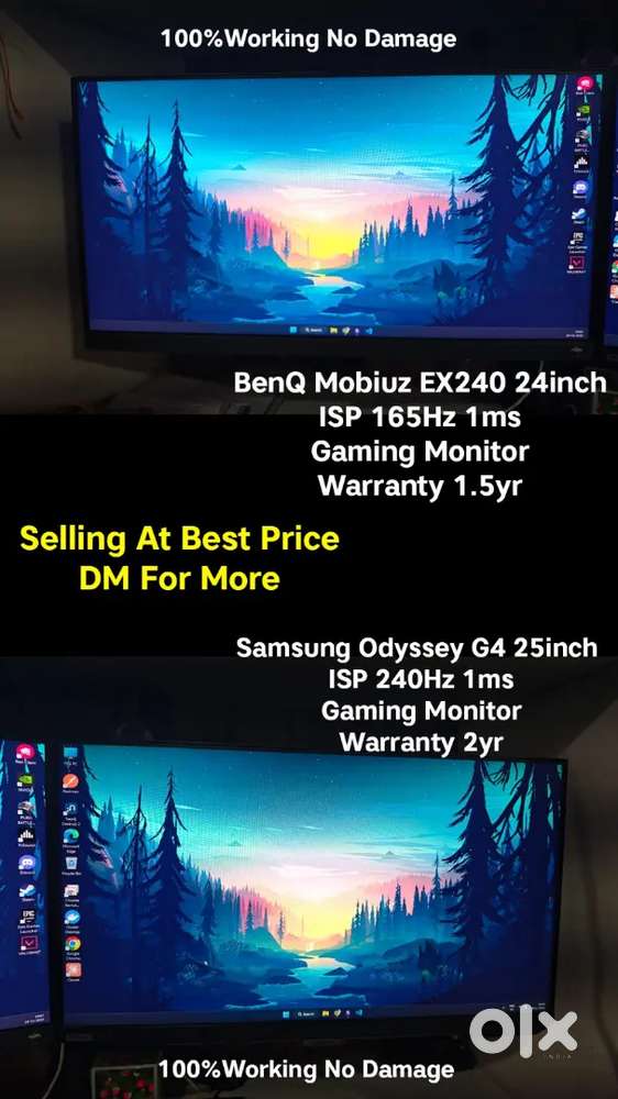 Samsung and benq monitors for sale in warranty.