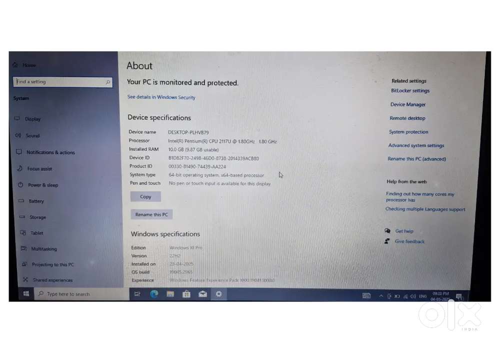 Dell Laptop 10gb Ram, 256gb Ssd, 500gb Hdd