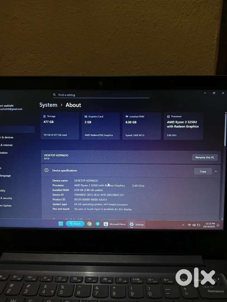 Lenovo Ryzen 3 Laptop  8GB RAM  512GB SSD  Radeon Graphics