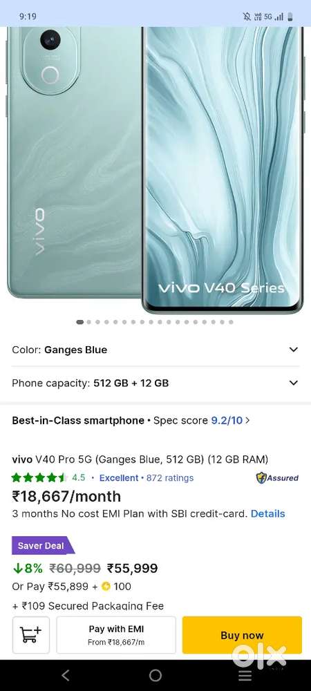 Vivo v40 pro 5g 12 ram 512 rom