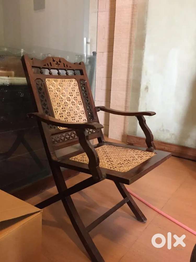 Set of 4 antique folding Goan chairs