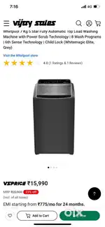 Whirlpool washing machine Model number 31599