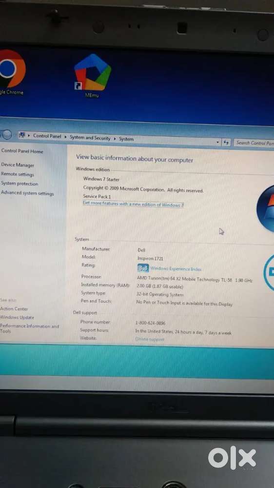 Dell inspiron 1721 laptop