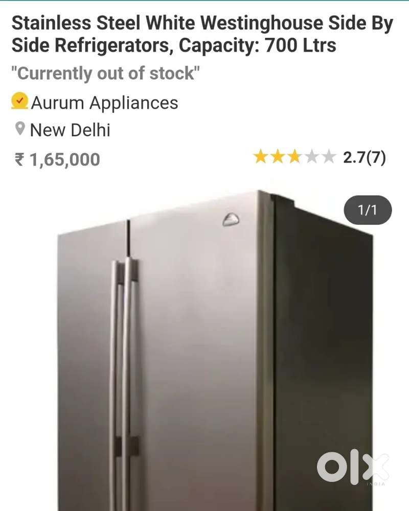 White Westinghouse 700ltrs double door fridge