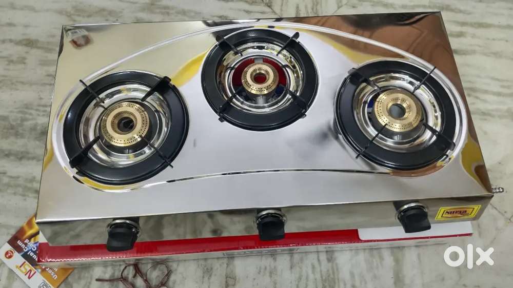 Surya 3 burner stainless steel gas stove new pcs