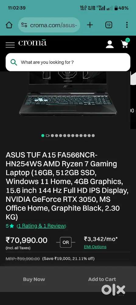 ASUS TUF A15 Ryzen 7 Gaming Laptop