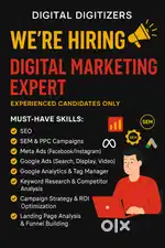 We’re Hiring Digital Marketing Expert.