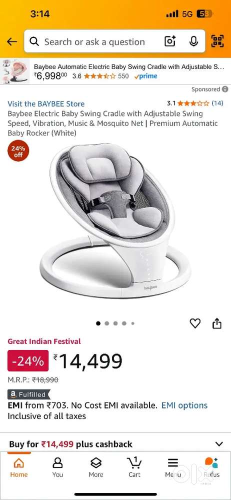 Babee Sooth N Sway baby swing