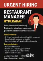 Urgently Hiring Restaurant Manager – Hyderabad