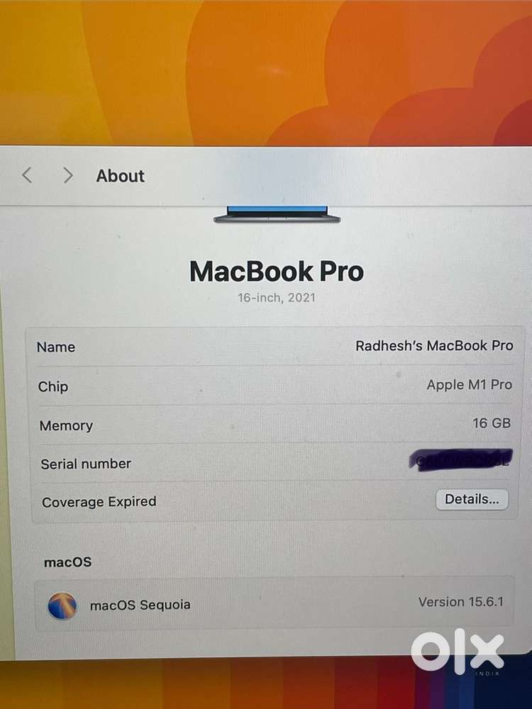 Macbook M1Pro 16” 512BB GB