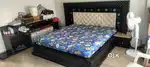 Wooden bed with side tables. 7 seater Carving sofa with Centre Table