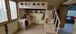 Pink bunker bed cum study table for sale