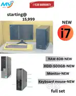Branded CPU - i7 Process  Ram - 8GB DDR3  Hard Disk - 500GB