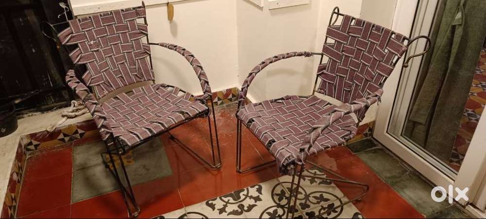 Wrought Iron chairs with Hand rests and Nawar weaving - 2 pcs