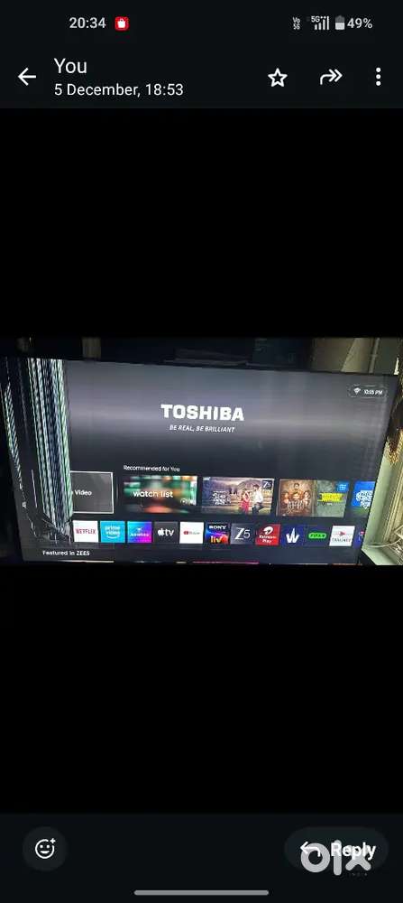 Toshiba led TV one month old 65inch