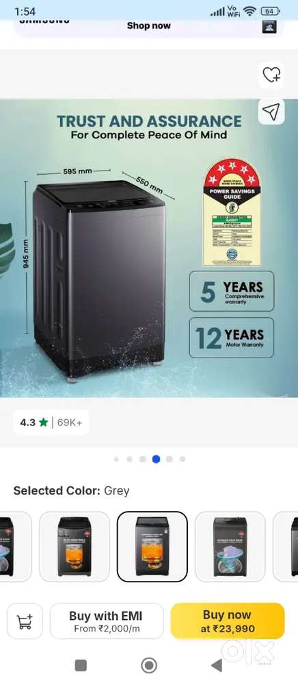 Sell Haier washing machine 8kg no one time use