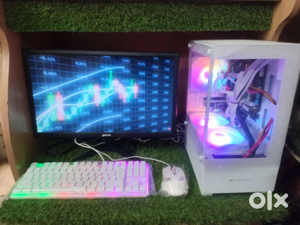 NEW ASSEMBLED CPU WITH RGB CABINET & 19 INCH LED  KEYBOARD MOUSE