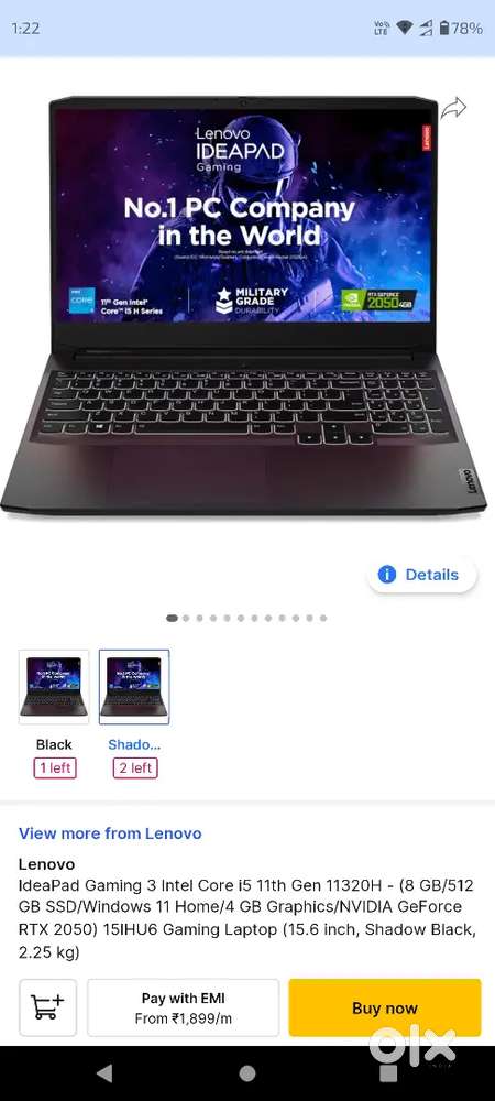 Lenovo IdeaPad Gaming 3 99 percent new condition