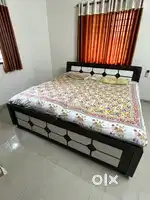 Double bed set & wooden wardrobe