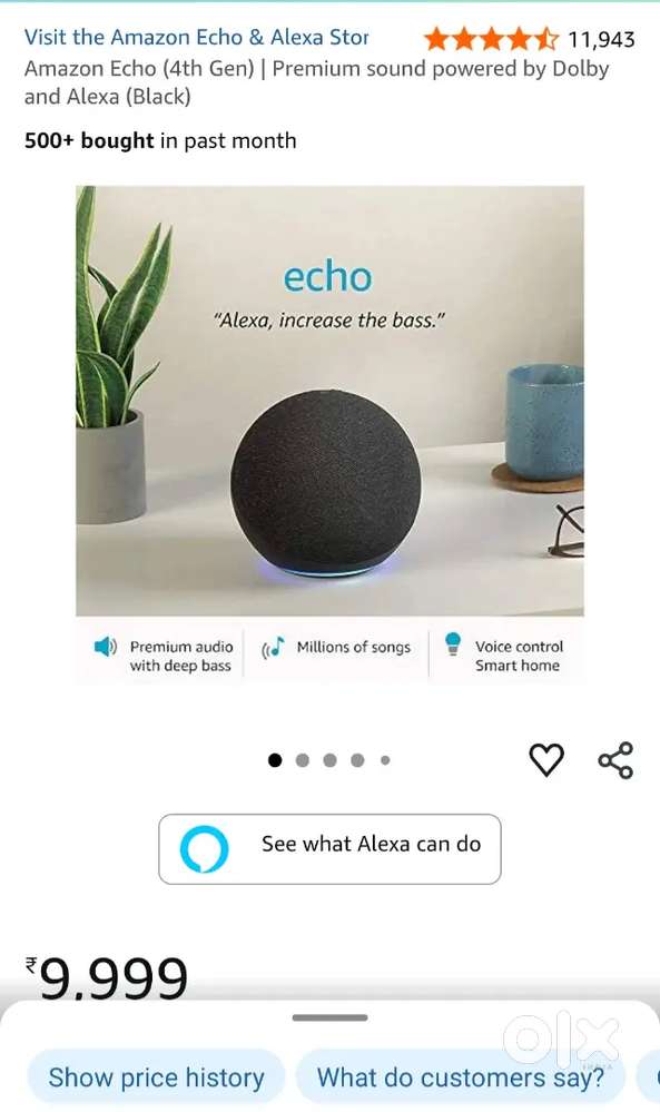 Amazon Echo (4th Gen)  Prem sound powered by Dolby and Alexa (Black)