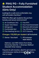 Girls PG Near Amity University – Fully Furnished with Food & WiFi