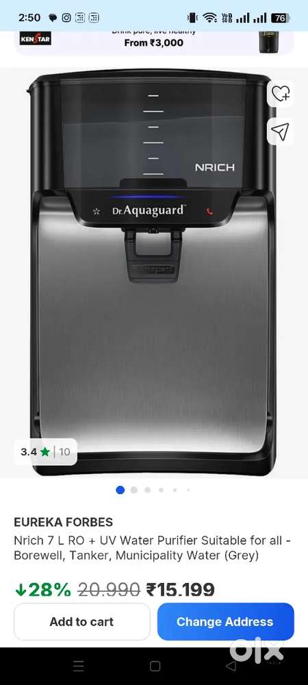 Eureka Forbes Dr Aquaguard RO UV water purifier
