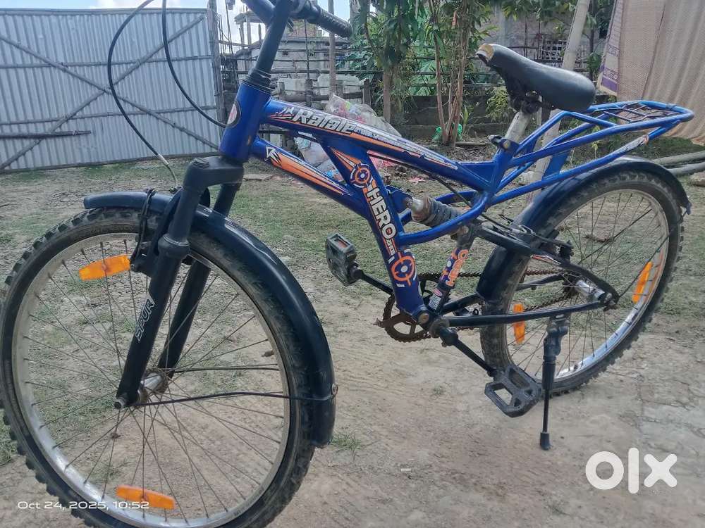 Cycle with good frame and forks, wheels and tires, saddle and pedals.