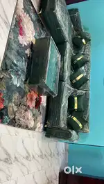 Green sofa 5 seat with launcher & center table