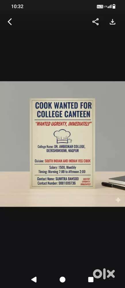 South Indian and Indian veg Cook