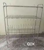 Stainless Steel Kitchen Vessel Rack – 3-Tier Stand in Good Condition