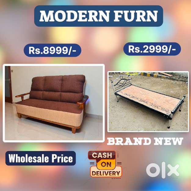 Wooden cot Steel cot Wooden sofa set #58898