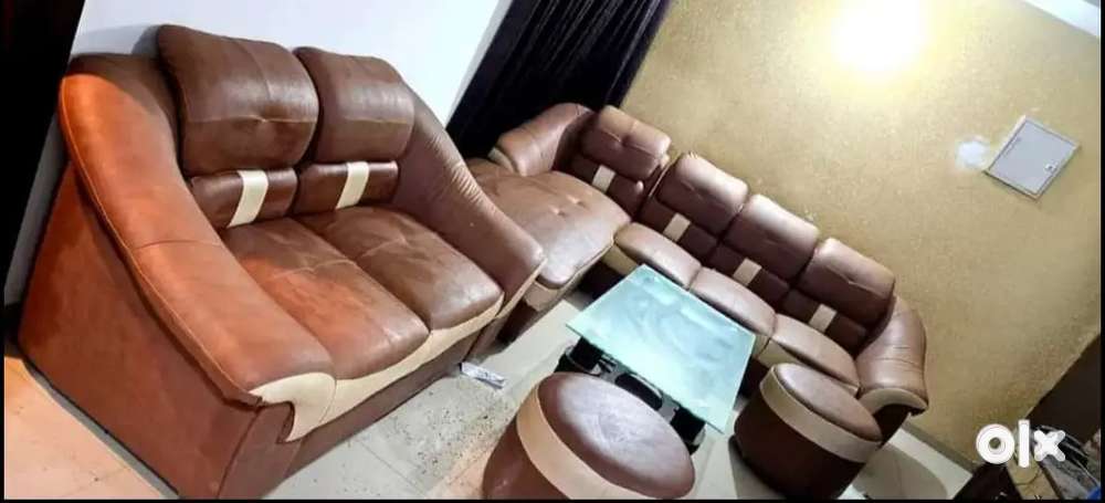 Sofa set 9 seater with center table heavy duty leather