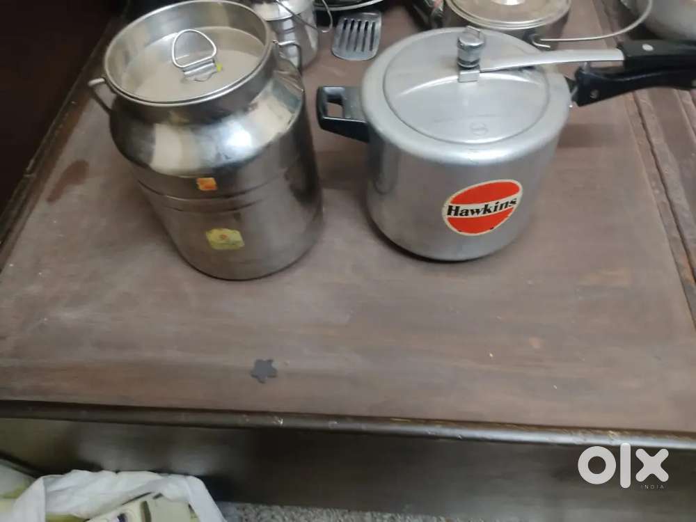 Hawkins pressure cooker 6.5 litre and milk container 12 ltr