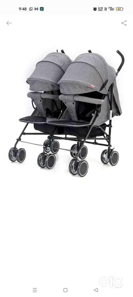 Babyhug Twin Stroller Grey