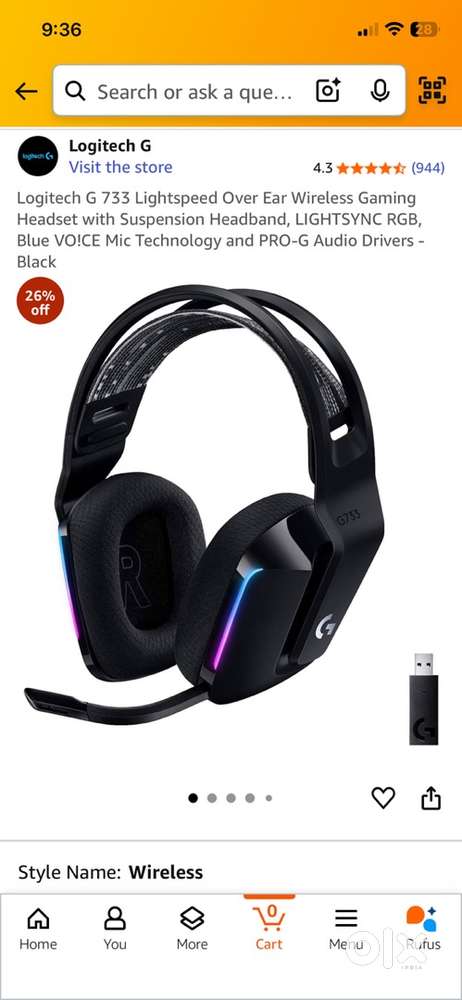 Logitech G733, Wireless Gaming Headset