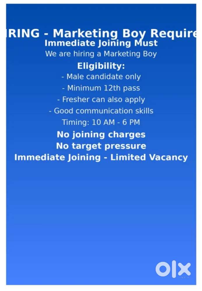 HIRING — Marketing Boy Required