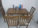 Amazon Brand - Solimo Bisseg 4-Seater Solidwood Dining Set with 4 Chai