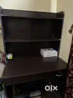 Spacious Wooden Study Table With Bookshelf & Storage
