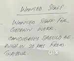 WANTED STAFF FOR A WHOLE SALE DIVISION