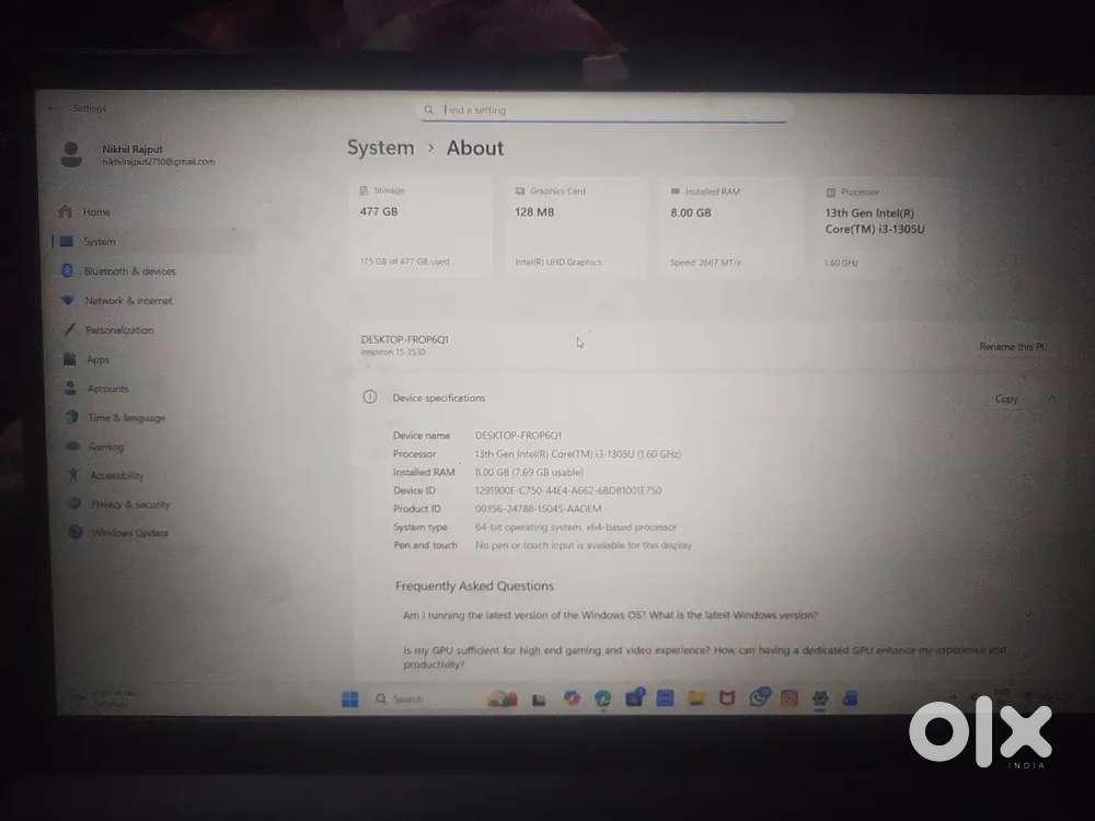 Laptop i3 4 months old urgent sell
